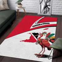 Trinidad and Tobago National Map Area Rug with Scarlet Ibis and Coat of Arms on Red White Star Theme - Wonder Print Shop