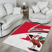 Trinidad and Tobago National Map Area Rug with Scarlet Ibis and Coat of Arms on Red White Star Theme - Wonder Print Shop