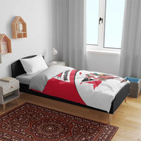 Trinidad and Tobago National Map Bedding Set with Scarlet Ibis and Coat of Arms on Red White Star Theme - Wonder Print Shop