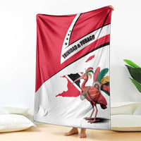 Trinidad and Tobago National Map Blanket with Scarlet Ibis and Coat of Arms on Red White Star Theme - Wonder Print Shop