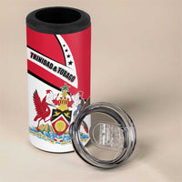 Trinidad and Tobago National Map 4 in 1 Can Cooler Tumbler with Scarlet Ibis and Coat of Arms on Red White Star Theme - Wonder Print Shop