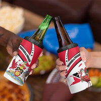Trinidad and Tobago National Map 4 in 1 Can Cooler Tumbler with Scarlet Ibis and Coat of Arms on Red White Star Theme - Wonder Print Shop