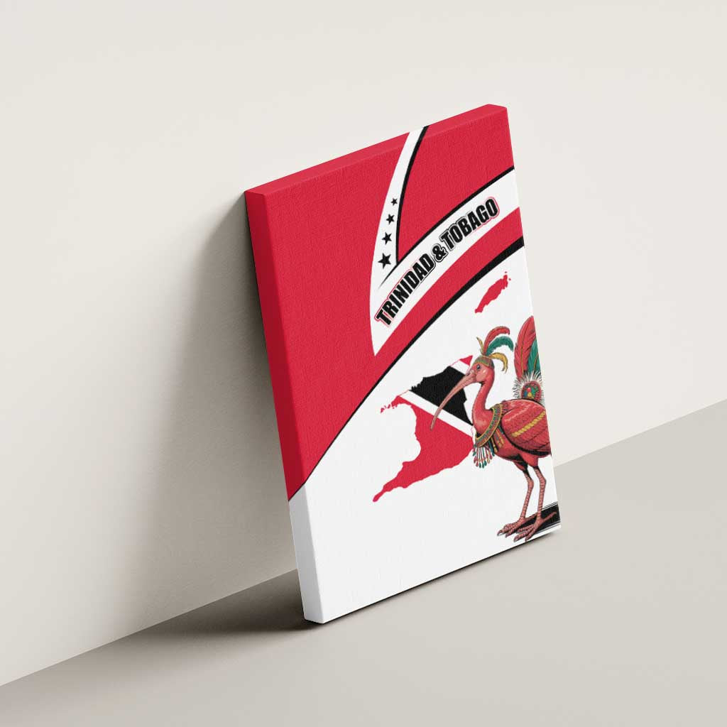 Trinidad and Tobago National Map Canvas Wall Art with Scarlet Ibis and Coat of Arms on Red White Star Theme - Wonder Print Shop