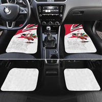Trinidad and Tobago National Map Car Mats with Scarlet Ibis and Coat of Arms on Red White Star Theme - Wonder Print Shop