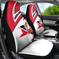 Trinidad and Tobago National Map Car Seat Cover with Scarlet Ibis and Coat of Arms on Red White Star Theme - Wonder Print Shop