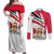 Trinidad and Tobago National Map Couples Matching Off Shoulder Maxi Dress and Long Sleeve Button Shirt with Scarlet Ibis and Coat of Arms on Red White Star Theme - Wonder Print Shop