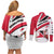 Trinidad and Tobago National Map Couples Matching Off Shoulder Short Dress and Long Sleeve Button Shirt with Scarlet Ibis and Coat of Arms on Red White Star Theme - Wonder Print Shop