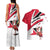 Trinidad and Tobago National Map Couples Matching Tank Maxi Dress and Hawaiian Shirt with Scarlet Ibis and Coat of Arms on Red White Star Theme - Wonder Print Shop