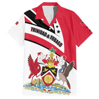 Trinidad and Tobago National Map Family Matching Long Sleeve Bodycon Dress and Hawaiian Shirt with Scarlet Ibis and Coat of Arms on Red White Star Theme - Wonder Print Shop