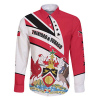 Trinidad and Tobago National Map Family Matching Long Sleeve Bodycon Dress and Hawaiian Shirt with Scarlet Ibis and Coat of Arms on Red White Star Theme - Wonder Print Shop