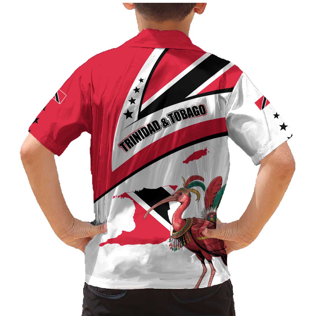 Trinidad and Tobago National Map Family Matching Mermaid Dress and Hawaiian Shirt with Scarlet Ibis and Coat of Arms on Red White Star Theme - Wonder Print Shop
