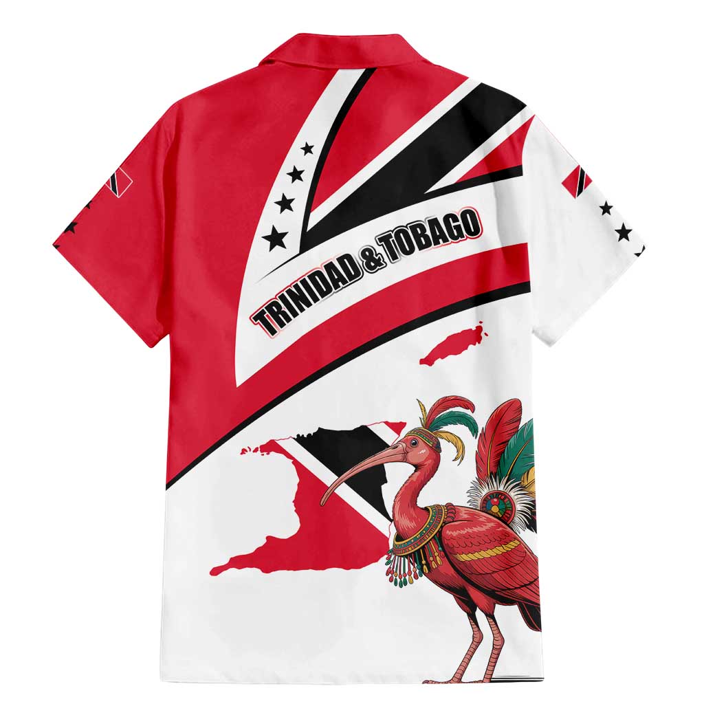 Trinidad and Tobago National Map Family Matching Mermaid Dress and Hawaiian Shirt with Scarlet Ibis and Coat of Arms on Red White Star Theme - Wonder Print Shop