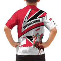 Trinidad and Tobago National Map Family Matching Puletasi and Hawaiian Shirt with Scarlet Ibis and Coat of Arms on Red White Star Theme - Wonder Print Shop