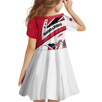 Trinidad and Tobago National Map Family Matching Short Sleeve Bodycon Dress and Hawaiian Shirt with Scarlet Ibis and Coat of Arms on Red White Star Theme - Wonder Print Shop