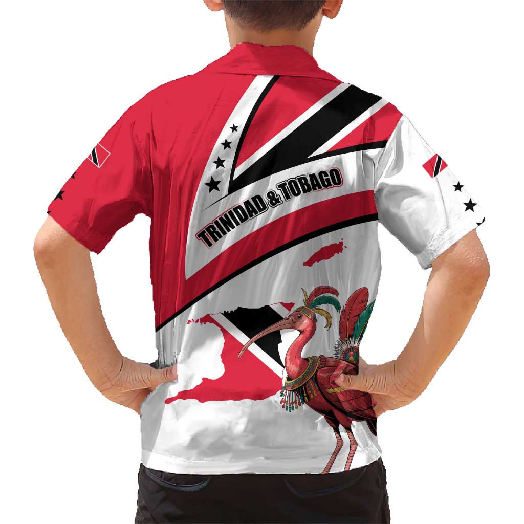 Trinidad and Tobago National Map Family Matching Tank Maxi Dress and Hawaiian Shirt with Scarlet Ibis and Coat of Arms on Red White Star Theme - Wonder Print Shop