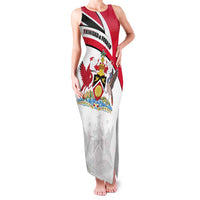 Trinidad and Tobago National Map Family Matching Tank Maxi Dress and Hawaiian Shirt with Scarlet Ibis and Coat of Arms on Red White Star Theme - Wonder Print Shop