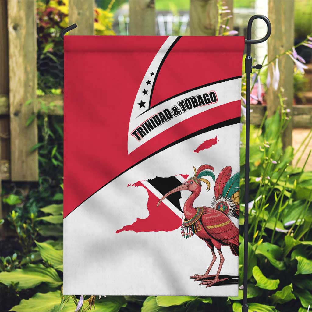 Trinidad and Tobago National Map Garden Flag with Scarlet Ibis and Coat of Arms on Red White Star Theme - Wonder Print Shop