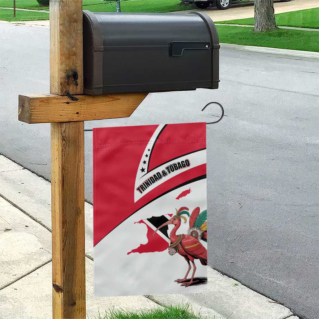 Trinidad and Tobago National Map Garden Flag with Scarlet Ibis and Coat of Arms on Red White Star Theme - Wonder Print Shop