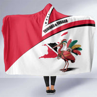 Trinidad and Tobago National Map Hooded Blanket with Scarlet Ibis and Coat of Arms on Red White Star Theme - Wonder Print Shop