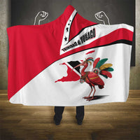 Trinidad and Tobago National Map Hooded Blanket with Scarlet Ibis and Coat of Arms on Red White Star Theme - Wonder Print Shop