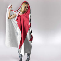 Trinidad and Tobago National Map Hooded Blanket with Scarlet Ibis and Coat of Arms on Red White Star Theme - Wonder Print Shop