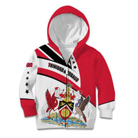 Trinidad and Tobago National Map Kid Hoodie with Scarlet Ibis and Coat of Arms on Red White Star Theme - Wonder Print Shop