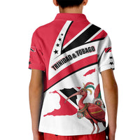 Trinidad and Tobago National Map Kid Polo Shirt with Scarlet Ibis and Coat of Arms on Red White Star Theme - Wonder Print Shop