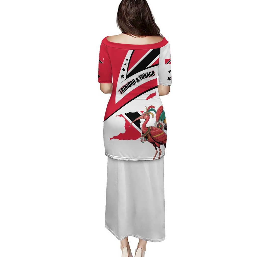 Trinidad and Tobago National Map Puletasi with Scarlet Ibis and Coat of Arms on Red White Star Theme - Wonder Print Shop