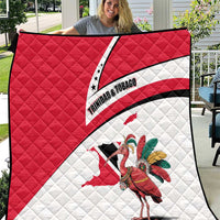 Trinidad and Tobago National Map Quilt with Scarlet Ibis and Coat of Arms on Red White Star Theme - Wonder Print Shop