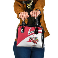 Trinidad and Tobago National Map Shoulder Handbag with Scarlet Ibis and Coat of Arms on Red White Star Theme - Wonder Print Shop