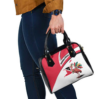 Trinidad and Tobago National Map Shoulder Handbag with Scarlet Ibis and Coat of Arms on Red White Star Theme - Wonder Print Shop