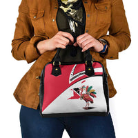 Trinidad and Tobago National Map Shoulder Handbag with Scarlet Ibis and Coat of Arms on Red White Star Theme - Wonder Print Shop
