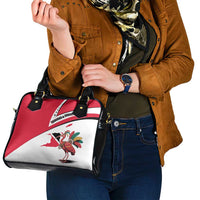 Trinidad and Tobago National Map Shoulder Handbag with Scarlet Ibis and Coat of Arms on Red White Star Theme - Wonder Print Shop