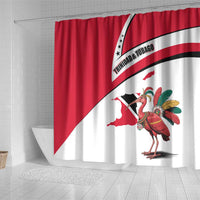 Trinidad and Tobago National Map Shower Curtain with Scarlet Ibis and Coat of Arms on Red White Star Theme - Wonder Print Shop