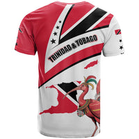 Trinidad and Tobago National Map T Shirt with Scarlet Ibis and Coat of Arms on Red White Star Theme - Wonder Print Shop