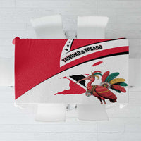 Trinidad and Tobago National Map Tablecloth with Scarlet Ibis and Coat of Arms on Red White Star Theme - Wonder Print Shop