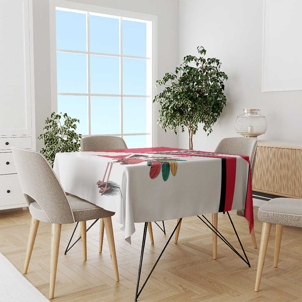 Trinidad and Tobago National Map Tablecloth with Scarlet Ibis and Coat of Arms on Red White Star Theme - Wonder Print Shop