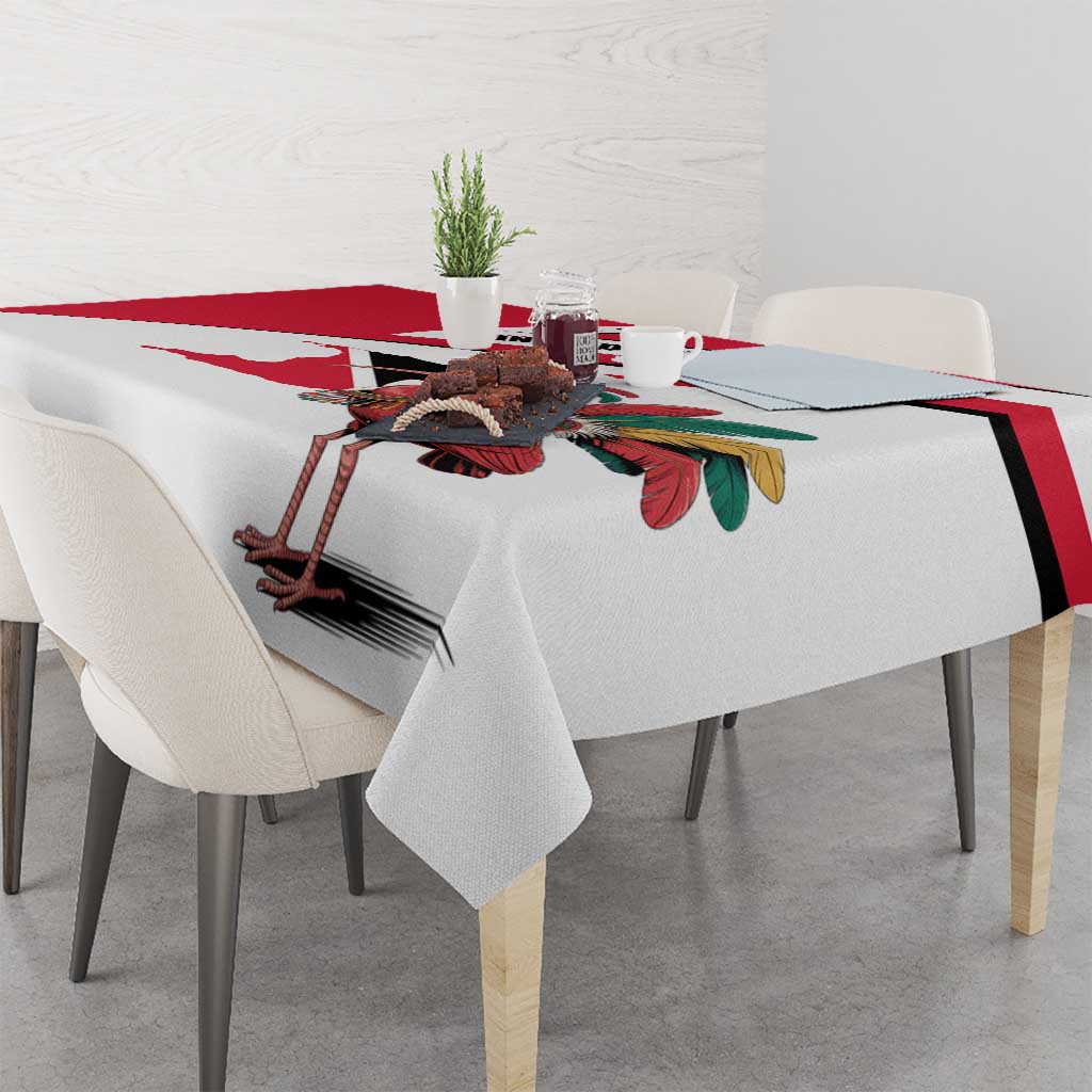 Trinidad and Tobago National Map Tablecloth with Scarlet Ibis and Coat of Arms on Red White Star Theme - Wonder Print Shop