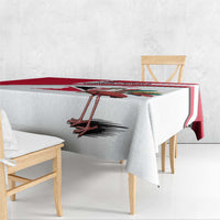 Trinidad and Tobago National Map Tablecloth with Scarlet Ibis and Coat of Arms on Red White Star Theme - Wonder Print Shop