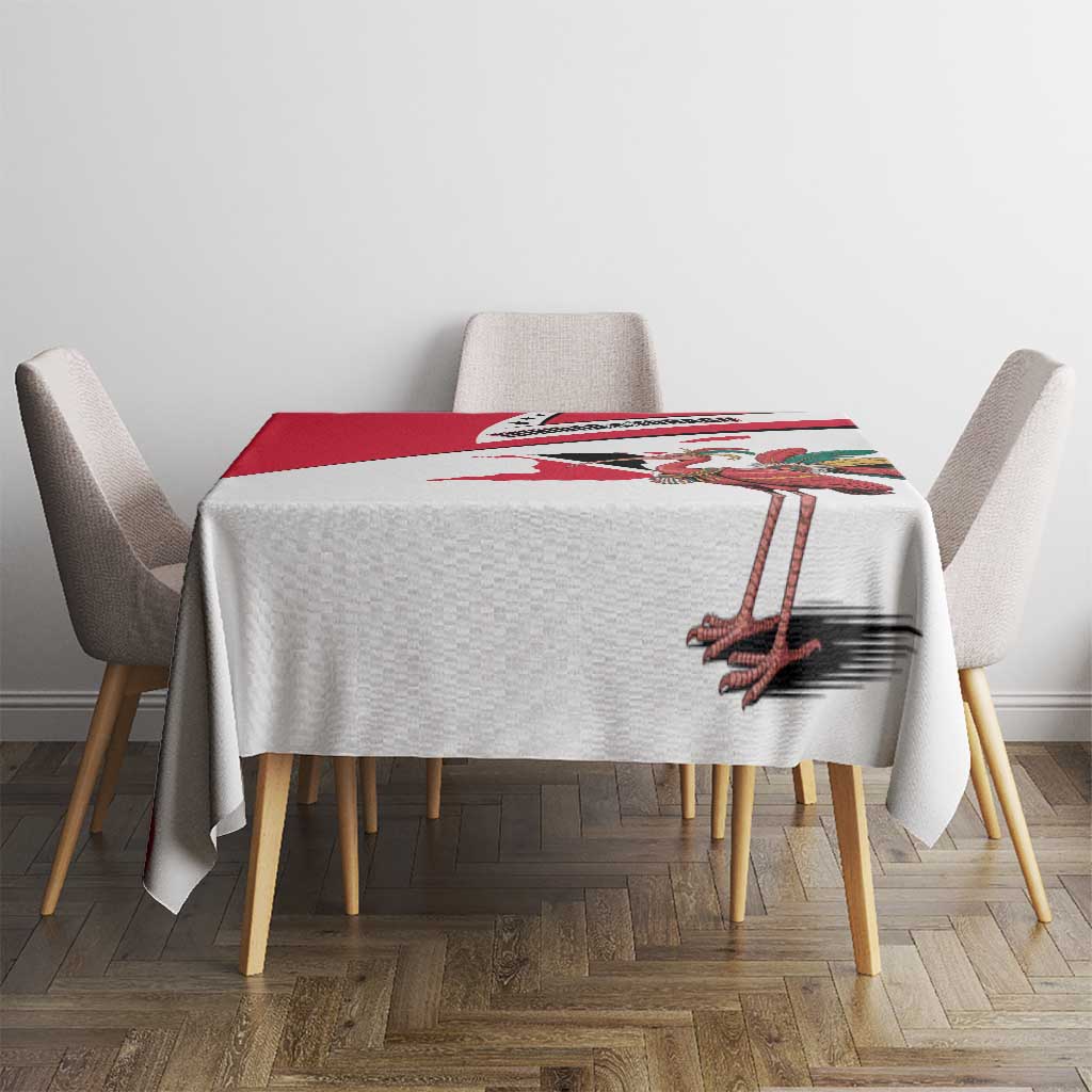 Trinidad and Tobago National Map Tablecloth with Scarlet Ibis and Coat of Arms on Red White Star Theme - Wonder Print Shop