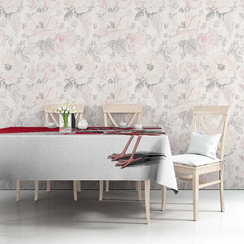 Trinidad and Tobago National Map Tablecloth with Scarlet Ibis and Coat of Arms on Red White Star Theme - Wonder Print Shop