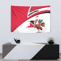 Trinidad and Tobago National Map Tapestry with Scarlet Ibis and Coat of Arms on Red White Star Theme - Wonder Print Shop