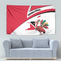 Trinidad and Tobago National Map Tapestry with Scarlet Ibis and Coat of Arms on Red White Star Theme - Wonder Print Shop