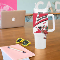 Trinidad and Tobago National Map Tumbler With Handle with Scarlet Ibis and Coat of Arms on Red White Star Theme - Wonder Print Shop