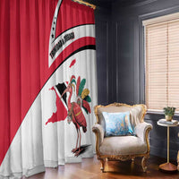 Trinidad and Tobago National Map Window Curtain with Scarlet Ibis and Coat of Arms on Red White Star Theme - Wonder Print Shop