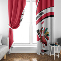 Trinidad and Tobago National Map Window Curtain with Scarlet Ibis and Coat of Arms on Red White Star Theme - Wonder Print Shop