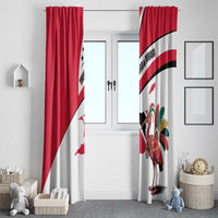 Trinidad and Tobago National Map Window Curtain with Scarlet Ibis and Coat of Arms on Red White Star Theme - Wonder Print Shop