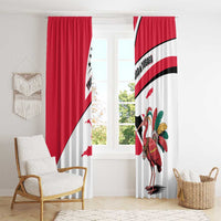 Trinidad and Tobago National Map Window Curtain with Scarlet Ibis and Coat of Arms on Red White Star Theme - Wonder Print Shop