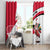 Trinidad and Tobago National Map Window Curtain with Scarlet Ibis and Coat of Arms on Red White Star Theme - Wonder Print Shop