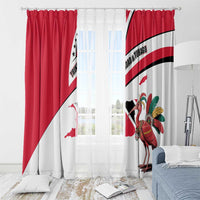 Trinidad and Tobago National Map Window Curtain with Scarlet Ibis and Coat of Arms on Red White Star Theme - Wonder Print Shop